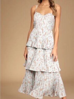 Lulu's Light Blue Floral Tiered Maxi Dress